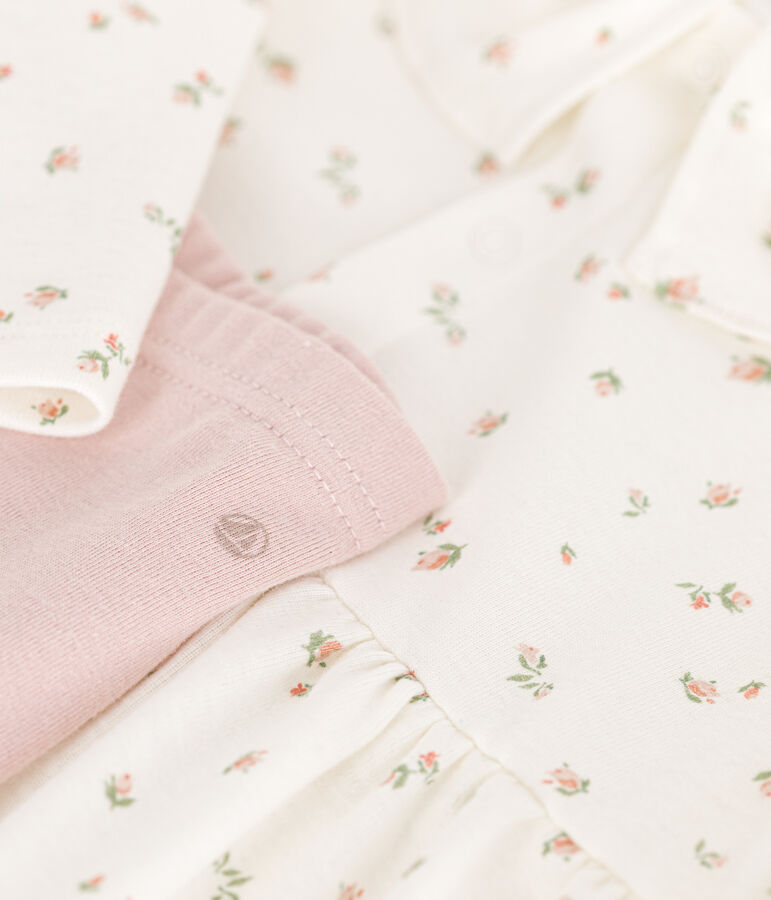Set composto da abito a maniche lunghe e leggings in cotone neonato bianco MARSHMALLOW/bianco MULTICO
