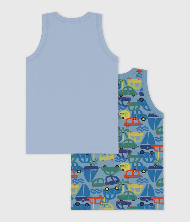 Set di canotte bambino in cotone con stampa di automobili multicolore