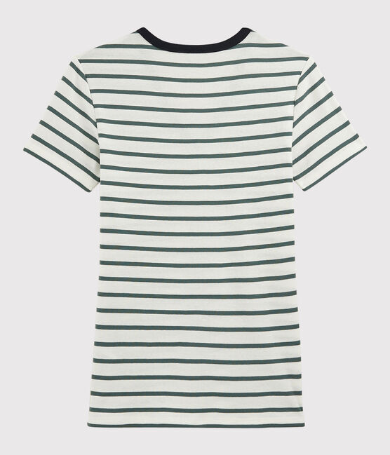 T-shirt scollo a V iconica Donna bianco MARSHMALLOW/verde VALLEE