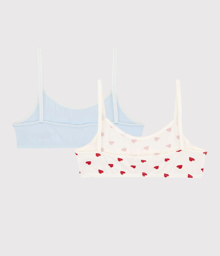 Confezione da 2 brassi&egrave;re cuore rosso bambina in cotone biologico e elastan multicolore