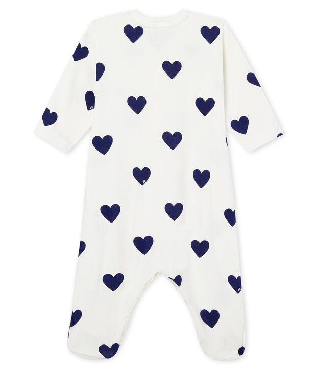 Tutina pigiama bimba-maschio a costine bianco/blu