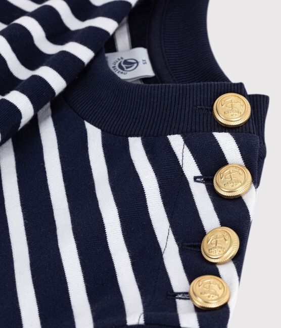 Marinière donna in cotone blu SMOKING/bianco MARSHMALLOW