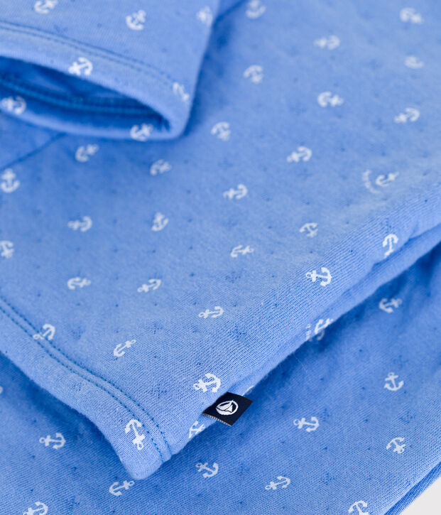 Set 2 pezzi in cotone neonato blu/bianco