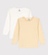 Confezione da 2 t-shirt bianche a maniche lunghe in cotone bambino