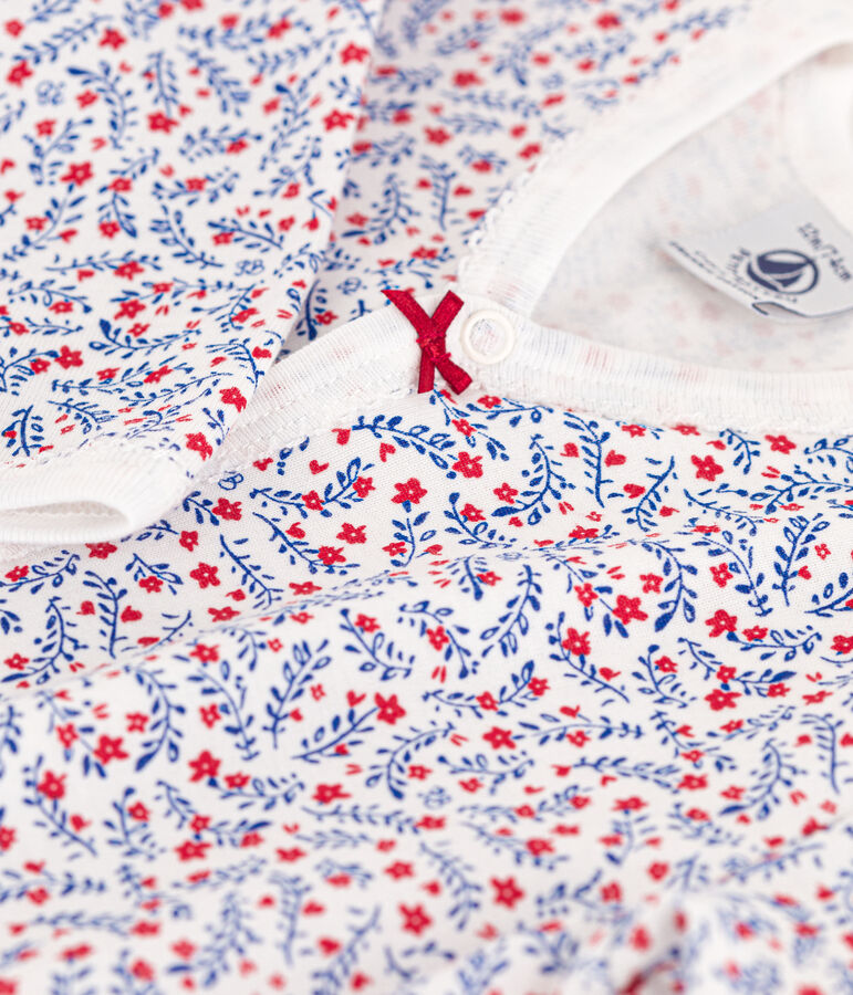 Tutina pigiama a fiori in cotone bianco/multicolore