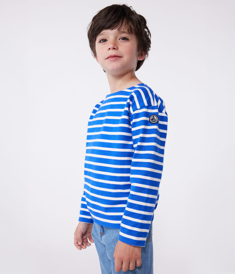 Maglia a righe a maniche lunghe in cotone unisex blu/bianco