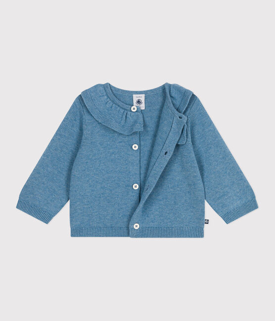 Cardigan in maglia di misto lana e cotone tinta unita con colletto neonato ADRIATIC