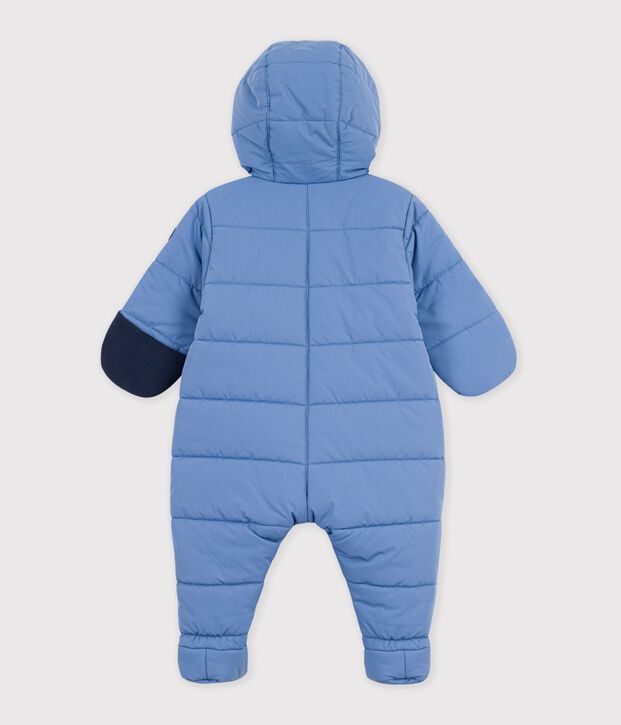 Tutina imbottita in poliestere tinta unita neonato blu