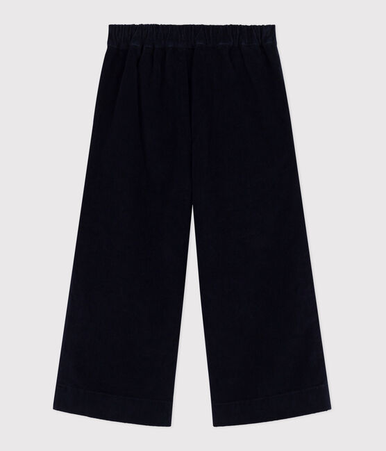 Pantaloni in velluto tinta unita bambina blu SMOKING