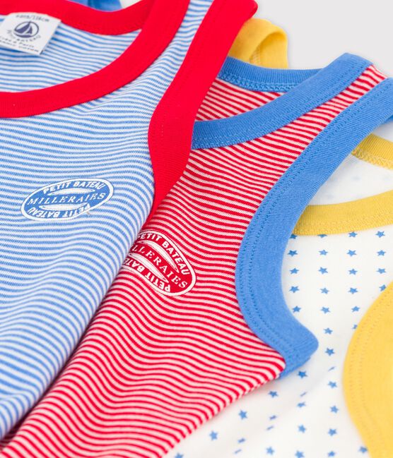 Confezione da 3 canottiere millerighe bambino in cotone biologico variante 1
