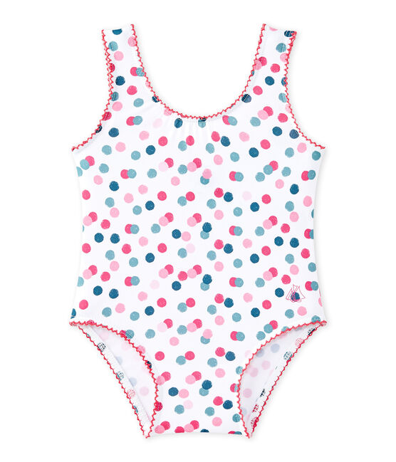 Costume da bagno bebé bambina stampato bianco MARSHMALLOW/bianco MULTICO