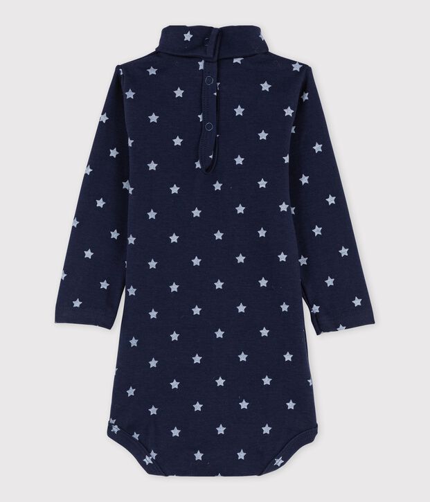 Body manica lunga e dolcevita beb&egrave; unisex blu/bianco