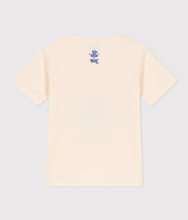 T-shirt  maniche corte in cotone bambino ecru/multicolore