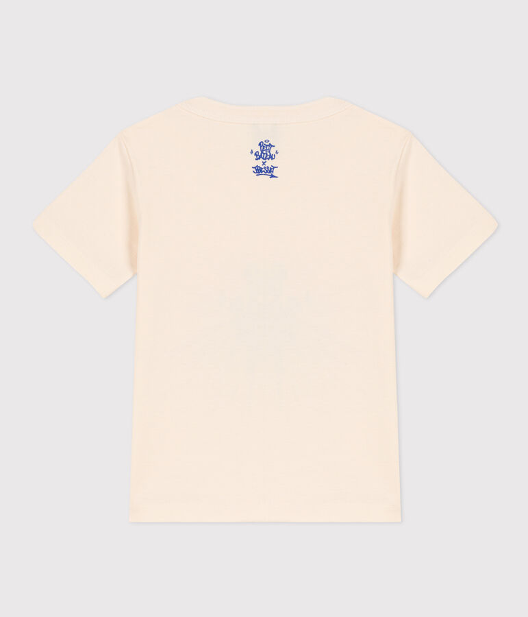 T-shirt  maniche corte in cotone bambino ecru/multicolore