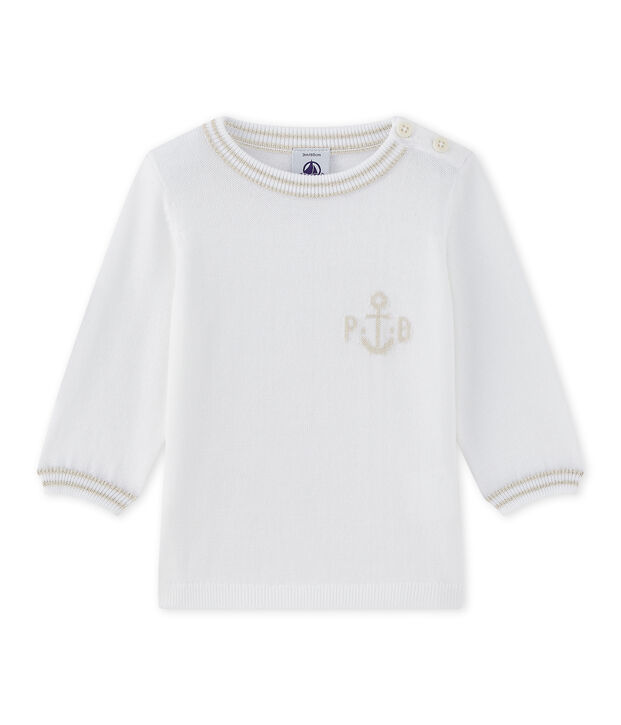 Pull beb&eacute; bambino in tricot bianco
