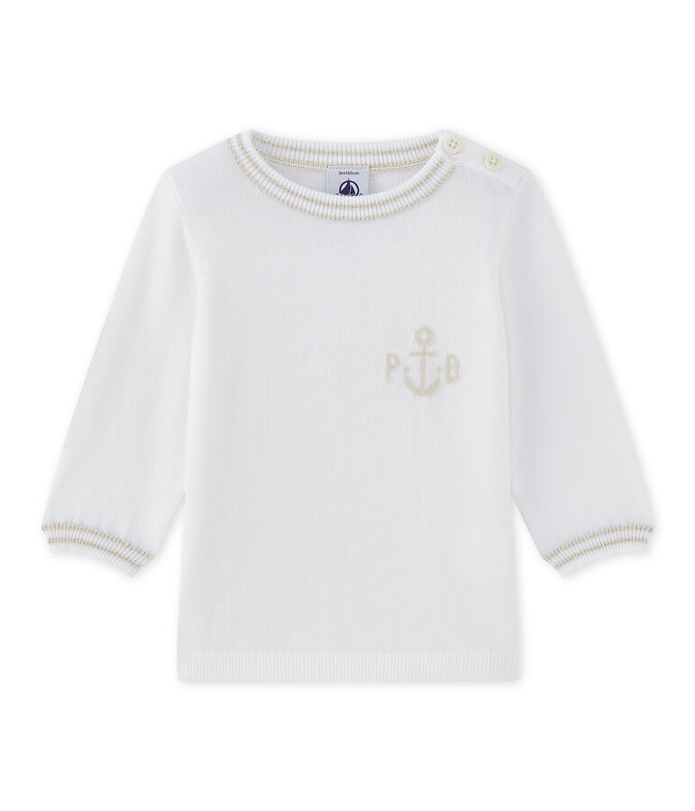 Pull beb&eacute; bambino in tricot bianco MARSHMALLOW
