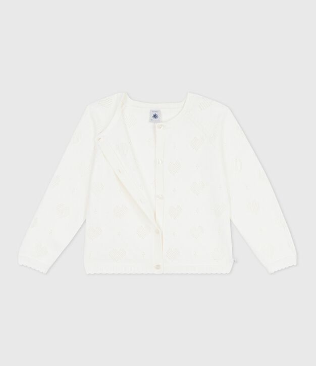 Cardigan in cotone tinta unita bambino bianco