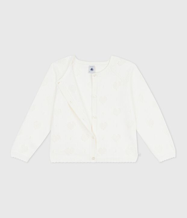 Cardigan in cotone tinta unita bambino bianco