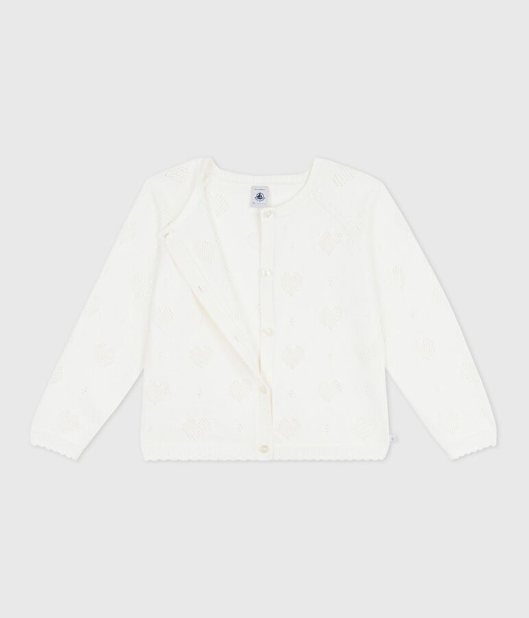 Cardigan in cotone tinta unita bambino bianco