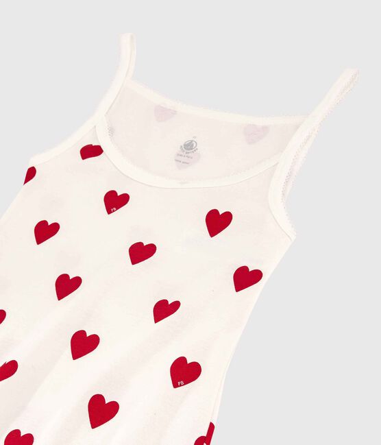 Abito a cuori con spalline in cotone Donna bianco MARSHMALLOW/rosso TERKUIT