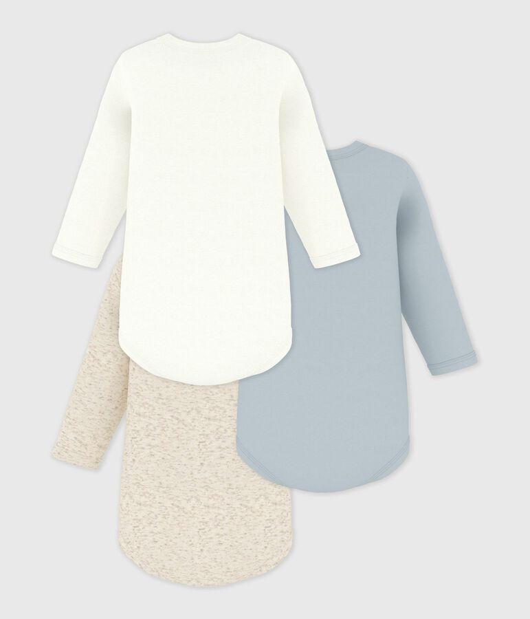 Confezione da 3 body a maniche lunghe in cotone tinta unita variante 1