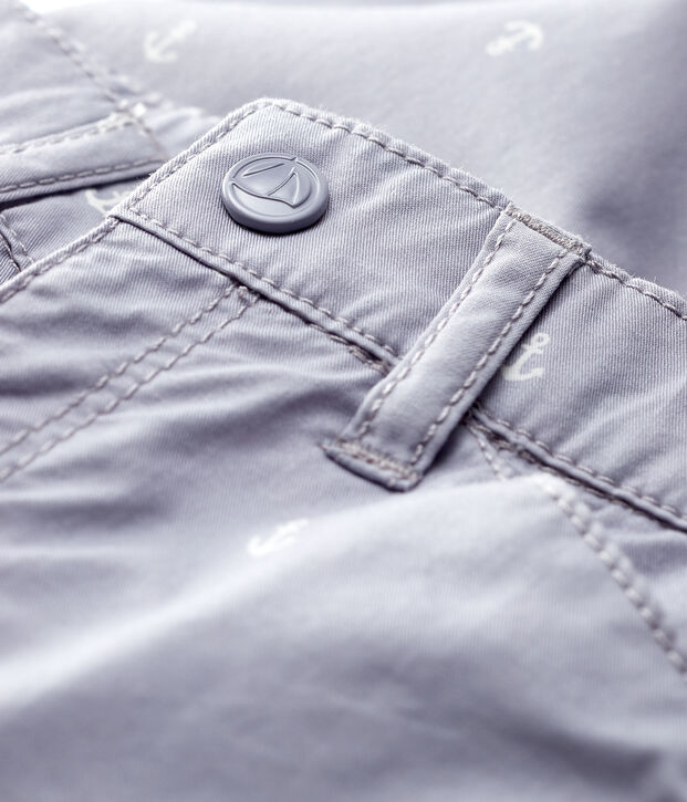 Pantaloni in twill con ricami beb&egrave; maschio grigio