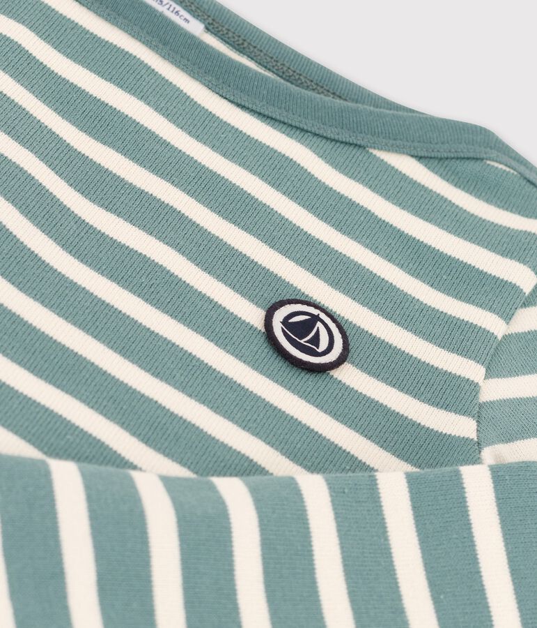 Marini&egrave;re bambina/bambino in cotone verde/ecru