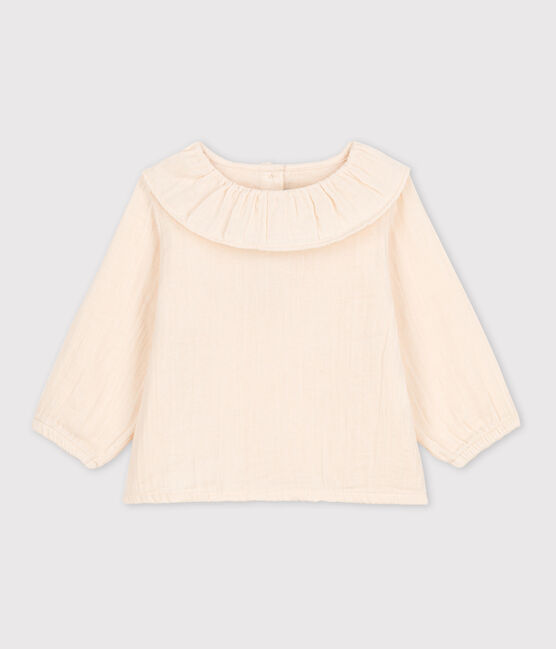 Blusa a maniche lunghe in garza di cotone per neonati ecru AVALANCHE