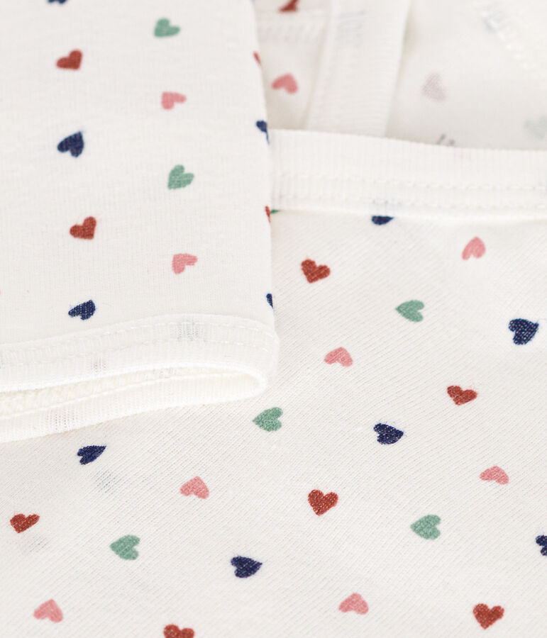 Body incrociato a maniche lunghe in cotone beb&egrave; bianco/multicolore