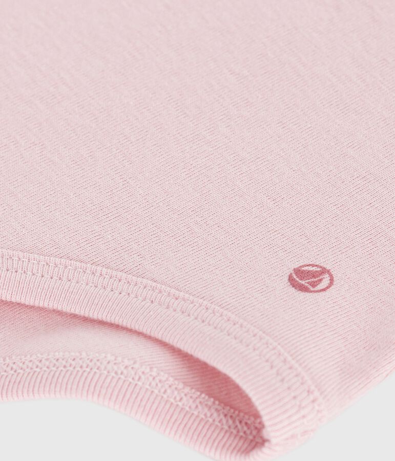 Body con colletto in cotone tinta unita neonata rosa