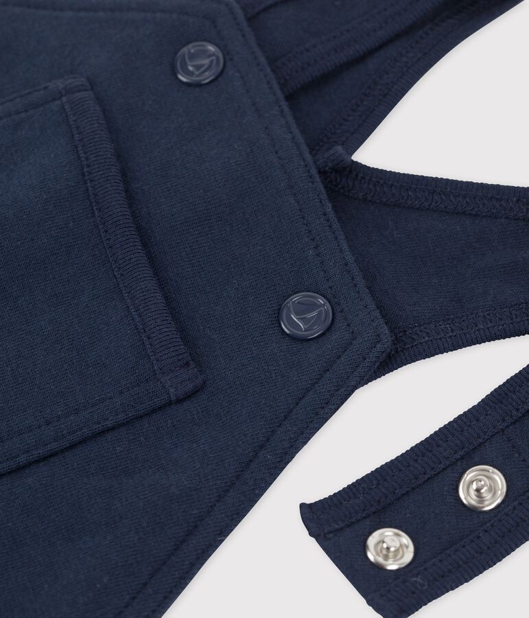 Salopette lunga beb&egrave; in jersey spesso biologico blu SMOKING