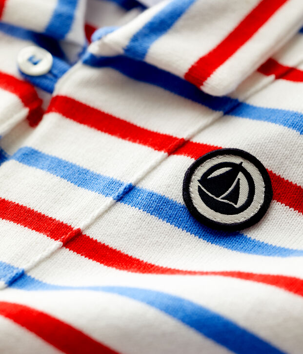 Tutina corta in jersey spesso beb&egrave; bianco/multicolore