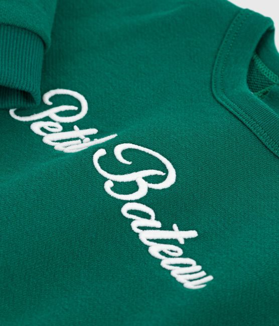 Felpa in cotone con ricamo Petit Bateau neonato verde EVERGREEN