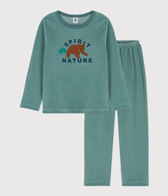 Pigiama bambino unisex in ciniglia blu BRUT/bianco MULTICO