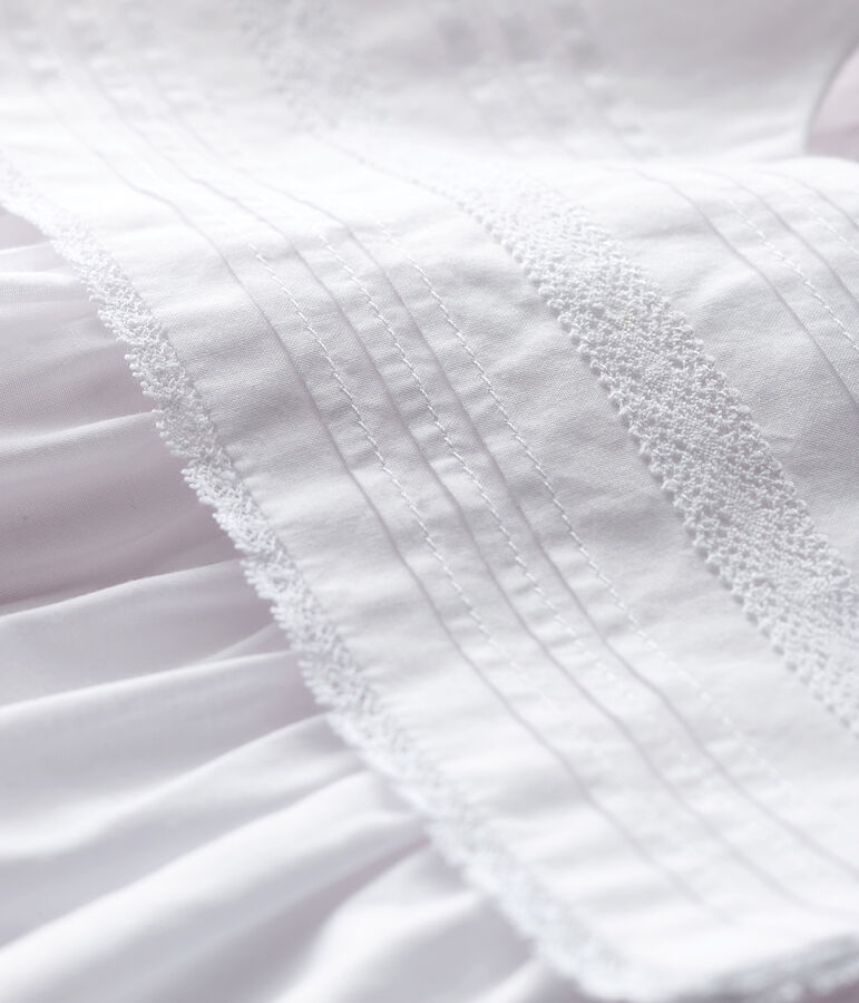 Abito da cerimonia senza maniche in popeline beb&egrave; femmina bianco ECUME