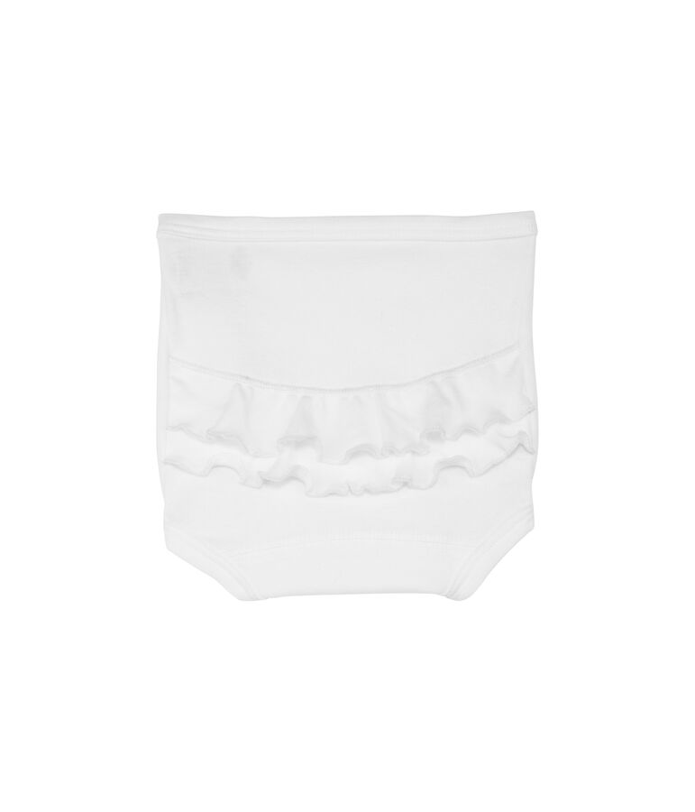 Culotte beb&eacute; con volants in cotone tinta unita bianco Ecume