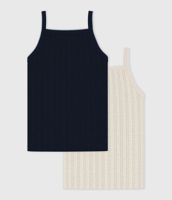 Set di canotte in cotone traforato tinta unita bambino variante 1