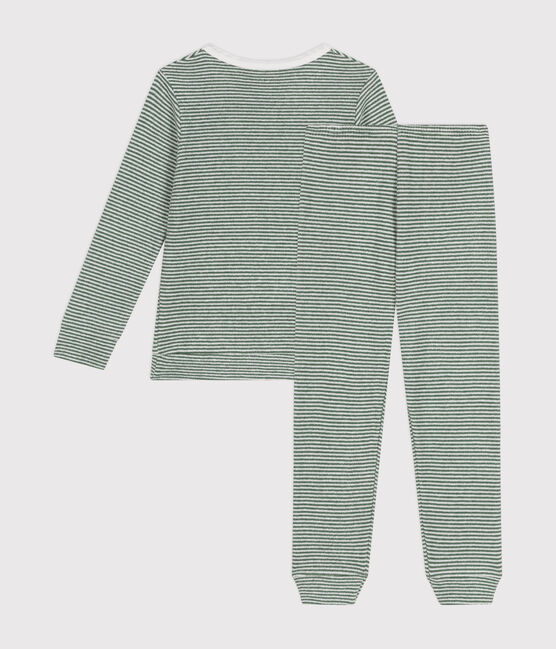 Pigiama in spugna bouclette spazzolata a righe bambino CROCO/ MARSHMALLOW