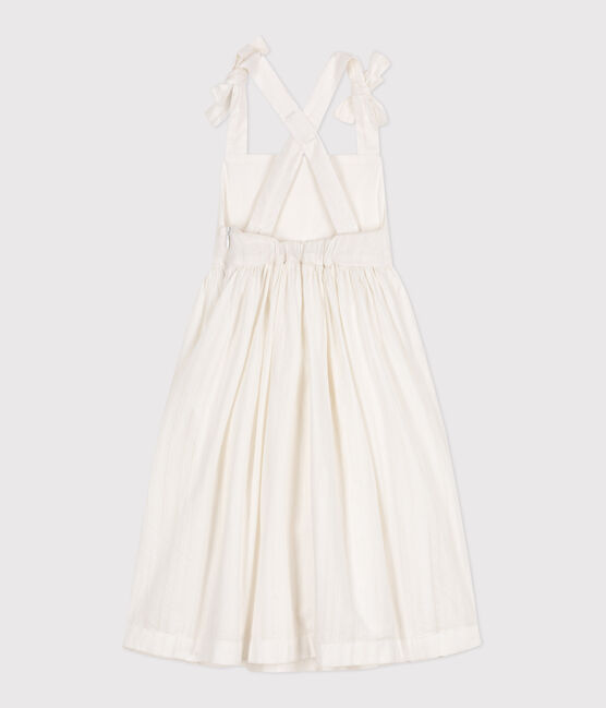 Abito lungo con spalline in cotone tinta unita bambina bianco ECUME
