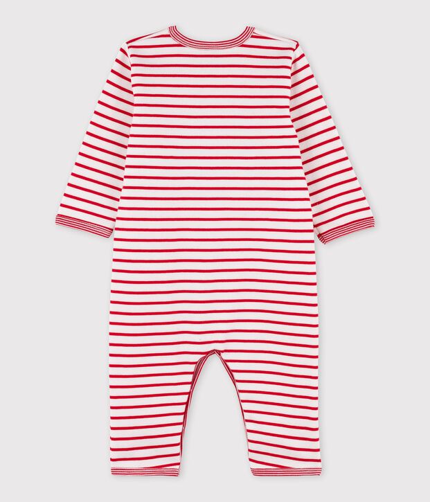 Tutina beb&egrave; senza piedi beb&egrave; in molleton bianco/rosso