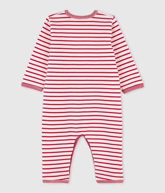 Tutina bebè senza piedi bebè in molleton bianco MARSHMALLOW/rosso TERKUIT