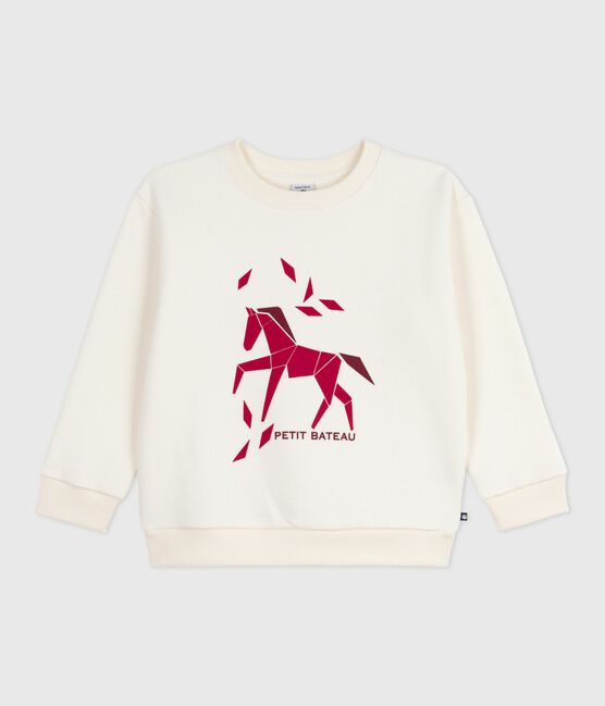 Felpa in cotone stampato bambino ecru MILK