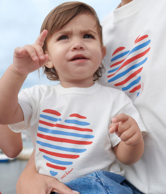T-shirt a maniche corte in cotone tinta unita neonato bianco MARSHMALLOW/bianco MULTICO