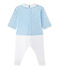 Tutina per bebé maschio doppio tessuto blu TOUDOU/bianco ECUME