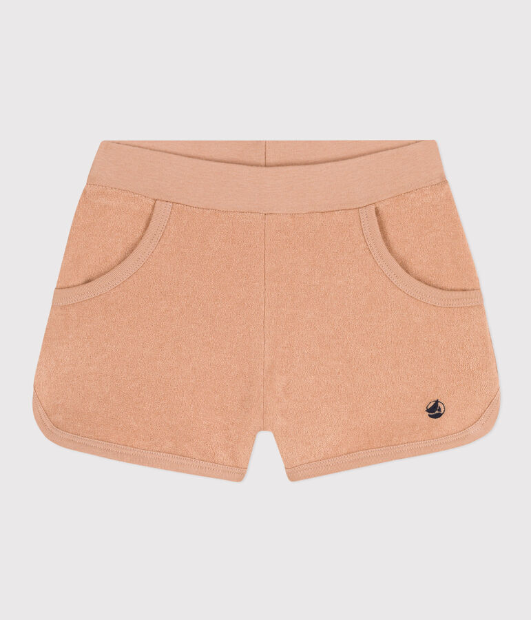 Shorts in spugna bouclette bambina beige