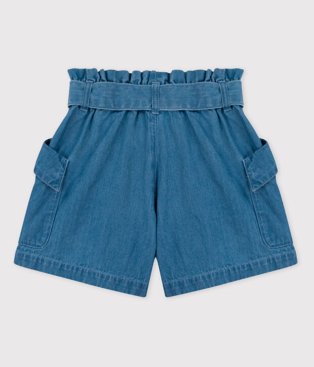 Short in denim bio bambina blu