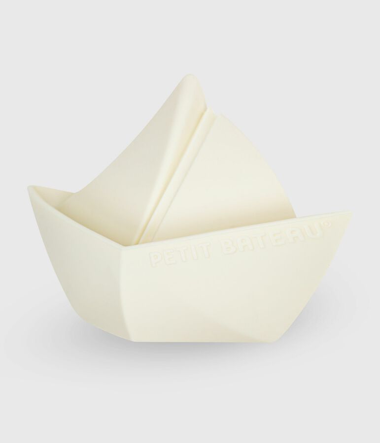 Giocattolo da bagno a barchetta in silicone per neonato bianco