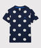 T-shirt  maniche corte in cotone bambino blu MEDIEVAL/bianco MARSHMALLOW