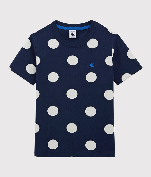 T-shirt  maniche corte in cotone bambino blu/bianco