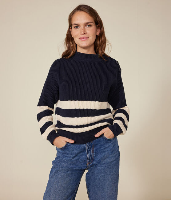 Maglione in cotone donna blu SMOKING/ AVALANCHE